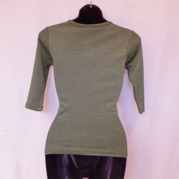 Michael Stars Stretch V Neck Shimmer Top- Sz. Sm - Picture 4 of 5